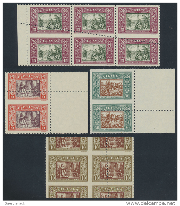 1932, Posten Mit Verz&auml;hnungen Der Mi. Nrn. 332/34 Und 336, Dabei Versetzte Z&auml;hnungen Mit Gro&szlig;- Und... - Lituanie