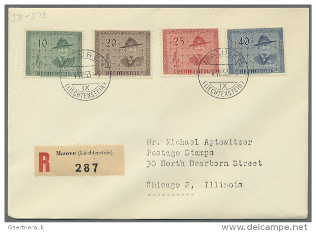 1930/1955, Lot Von Ca. 45 Belegen Mit Guten FDC's, Briefen Und Einigen Ganzsachen (z.B. Ex Nr. P10 - P17, Darunter... - Autres & Non Classés