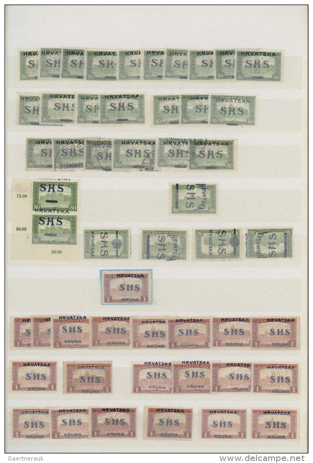 1918, Issues For Croatia, SHS Overprints On Hungary, Comprising Apprx. 1.600 Stamps Incl. Postage Dues, Showing A... - Autres & Non Classés