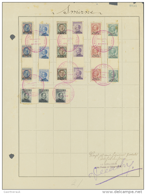 1909, 10 Pa To 20 Pia With Imprint &bdquo;Smirne&rdquo;, Three Complete Sets Of 7 Values (the 40 L Was Later Issued... - Emissions Générales