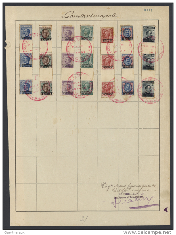 1909, 10 Pa To 20 Pia With Imprint &bdquo;Constantinople&rdquo;, Three Complete Sets Of 7 Values (the 40 L Was... - Emissions Générales