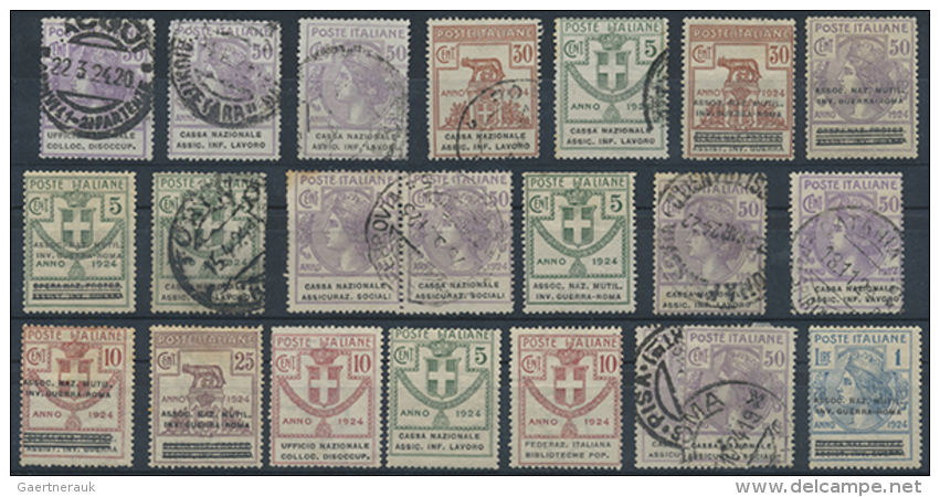1924, Lot Von 22 Werten Mit U.a. Sass.Nr. 28 Paar Und 2 Einzelmarken, 36 Usw., Gummi Teils Etwas Alterspatina. (D) - Franchise