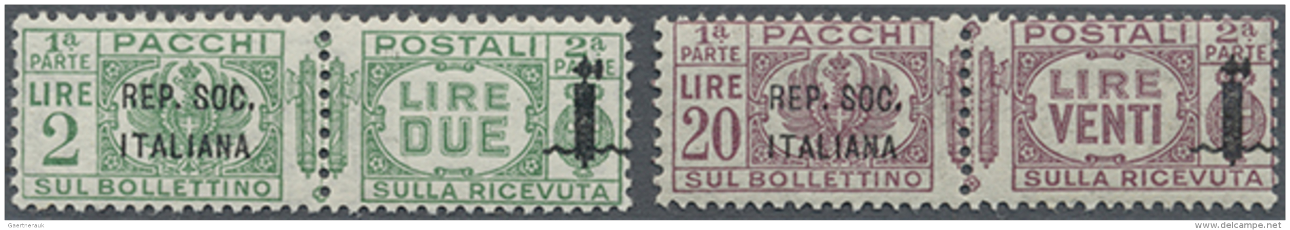 1944, Both High Values From Overprint-issue Of 1944, 2 Lire Green And 20 Lire Lilac, Mnh And Unfolded, CV 1.150,-... - Non Classés