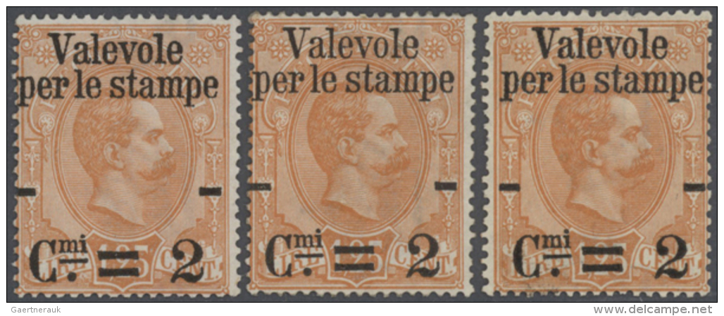 1890: Lot Of 97 Examples Of The 2 Cent On L 1.25 "Valevole Per Le Stampe" Orange Mint Hinged. Different Centered.... - Non Classés