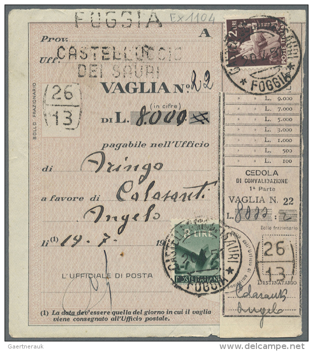 1880/1952 15 Money Orders (vaglia) - Some As Stationary, Some Franked With Some Nice Single Frankings. (D) - Non Classés