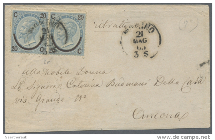 1865/1922: Group Of Eight Covers Including Three Letters Franked With Singles/one With Pair Of 1865 20c. On 15c.... - Non Classés