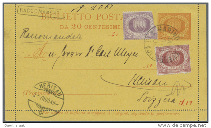 1808/1920, Italian Area, Lot Of Seven Better Entires (single Lots), Comprising San Marino Uprated Letter Card,... - Zonder Classificatie