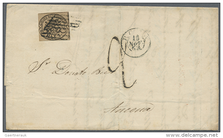 1852/1866 (ca): Small Lot Of 7 Letters Franked With 3 Bajocchi And 5 Letters Franked With 1 Bajocchi. Added Are... - Etats Pontificaux