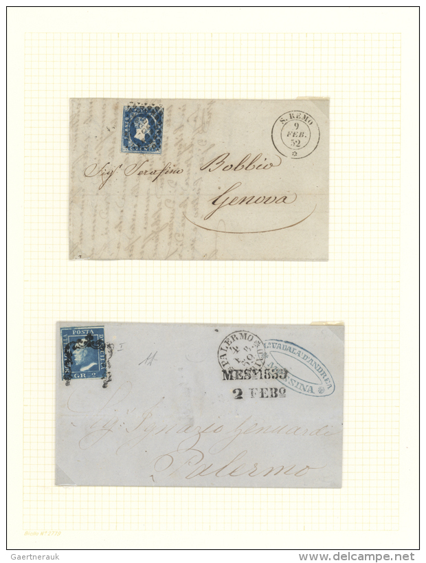 1852/1859, Kleine Feine Sammlung Von 5 Briefen Und 10 Marken Sauber Auf Blanko-Bl&auml;ttern Aufgezogen, Dabei... - Etats Pontificaux