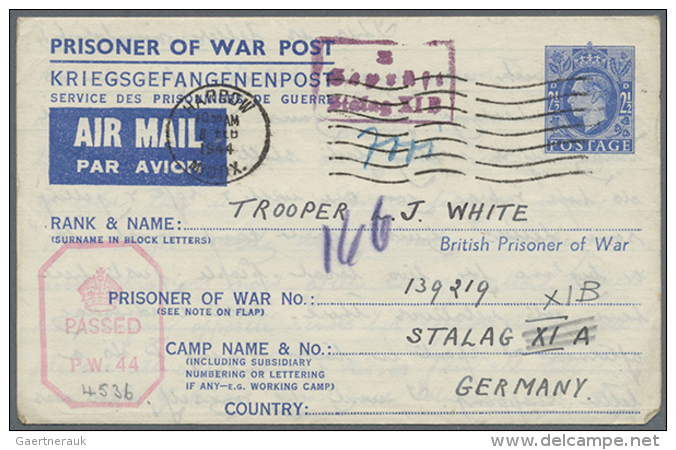 1941/1944 (ca.), POW MAIL: Correspondance With About 100 POW Airmail Lettersheets KGVI 2&frac12;d. Incl. Different... - Autres & Non Classés