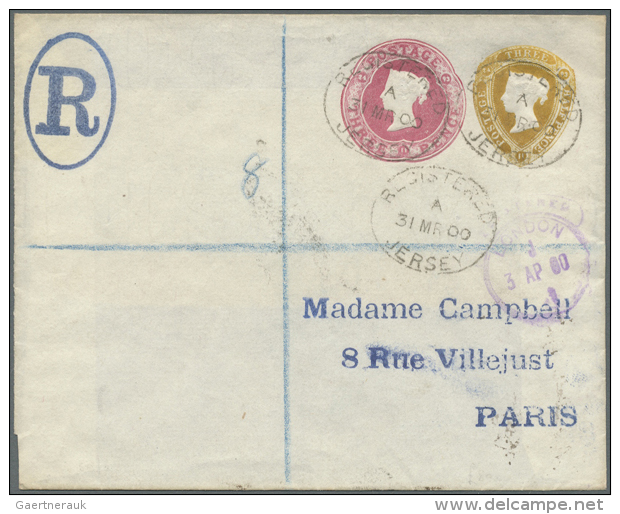 1845/1901, QV, Group Of 12 Used Stationery Envelopes, Mainly To Destinations Abroad, Some Uprated, Registered Mail,... - Autres & Non Classés