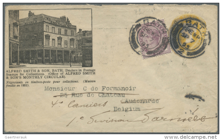 1842/1898, QV, Group Of 12 Used Stationery Envelopes, Mainly To Destinations Abroad, Some Uprated, Registered Mail,... - Autres & Non Classés