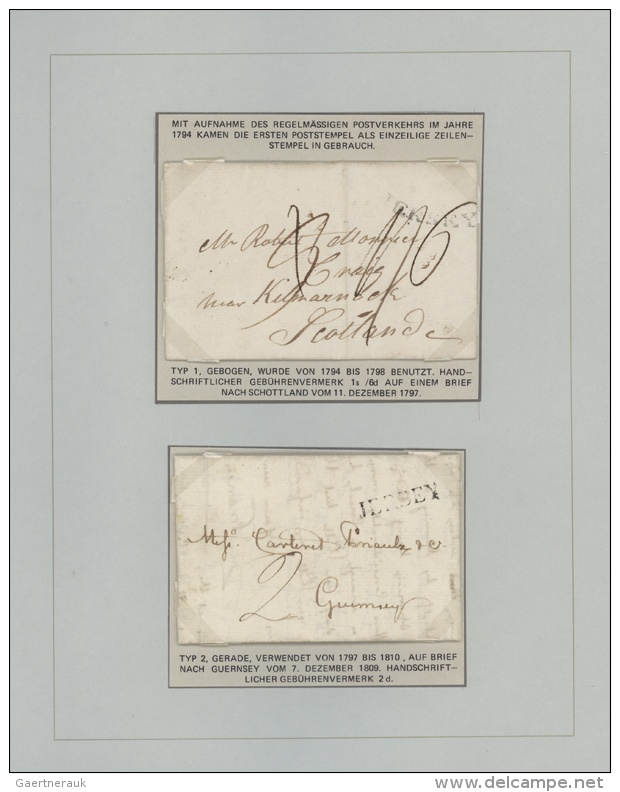 1797/1849, JERSEY, Petty Collection Of Nine Stampless Covers With Nearly All Expensive Marks, E.g. 1797 "concave... - Jersey