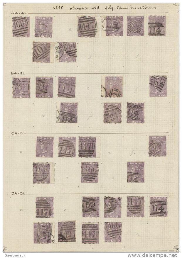 1865/1867, 6d. Lilac, Wm Emblems (SG 96/97), Specialised Assortment Of 208 Stamps. (D) - Autres & Non Classés
