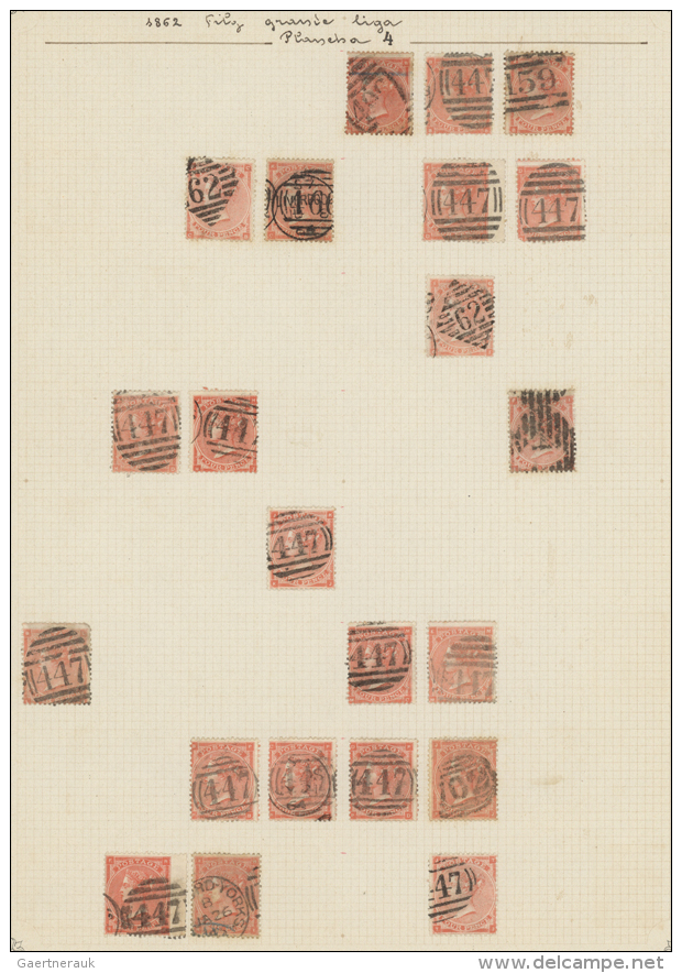 1862/1864, 4d. Red, Wm Large Garter (SG 79/82 Ex), Specialised Assortment Of 35 Stamps. (D) - Autres & Non Classés