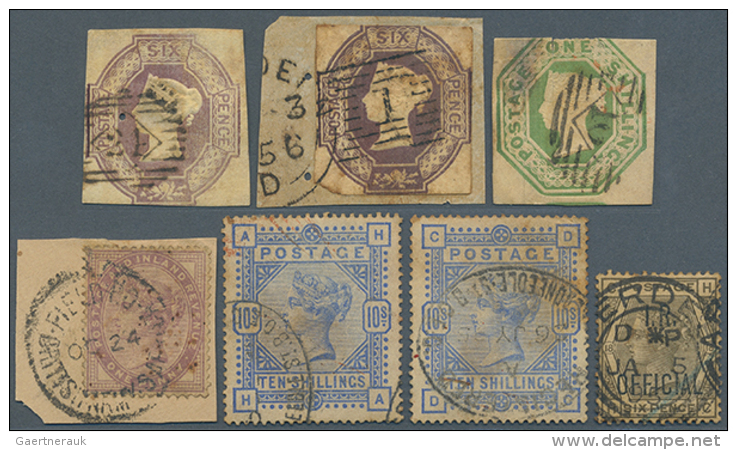 1847-1883: Group Of Seven Valuable Stamps But Showing Faults, With 1847-54 Embossed 6d. (single, Small Punch Hole... - Autres & Non Classés