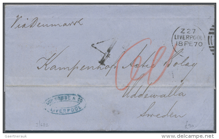 1846/1876, Lot Of 12 Covers (thereof 11 Stampless), Mainly To Destinations Abroad (e.g. Dalmatia, Lima, Aleppo),... - Autres & Non Classés