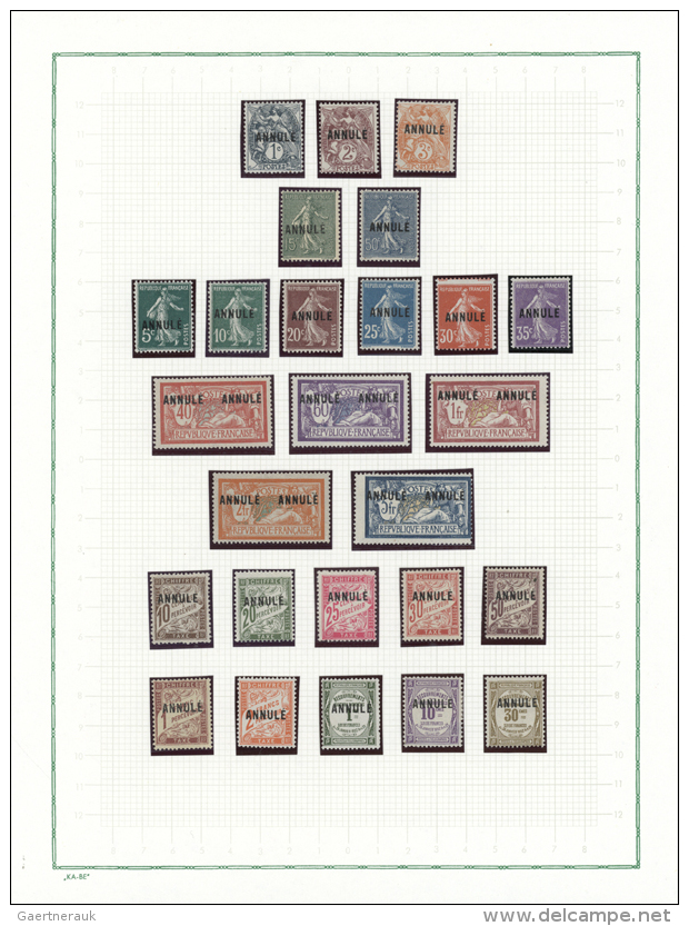 1911/1925, COURS D'INSTRUCTION, Saubere Sammlung Von 59 Meist Ungebrauchten Werten Mit Aufdrucken "ANNULE" Und... - Autres & Non Classés