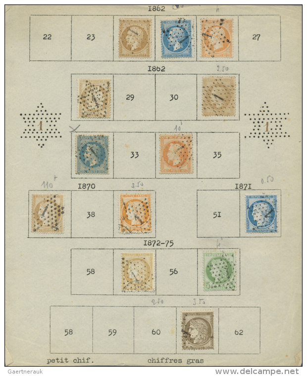 1862/75, Sammlung Der Nummernstempel "1" Bis "39" In Sternform Auf &uuml;ber 200 Werten Der Gez&auml;hnten Napelon-... - Autres & Non Classés