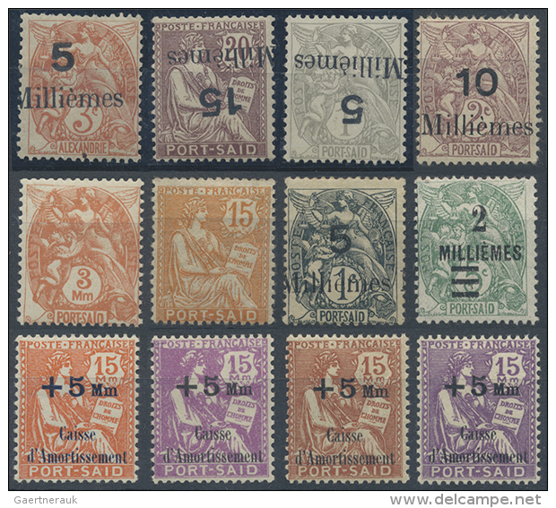 1902/1927, Group Of 12 Mint Stamps Incl. 5 Milliemes On 3 C. Orange "ALEXANDRIE" (Maury 39 A - 499,- &euro;), 5... - Autres & Non Classés