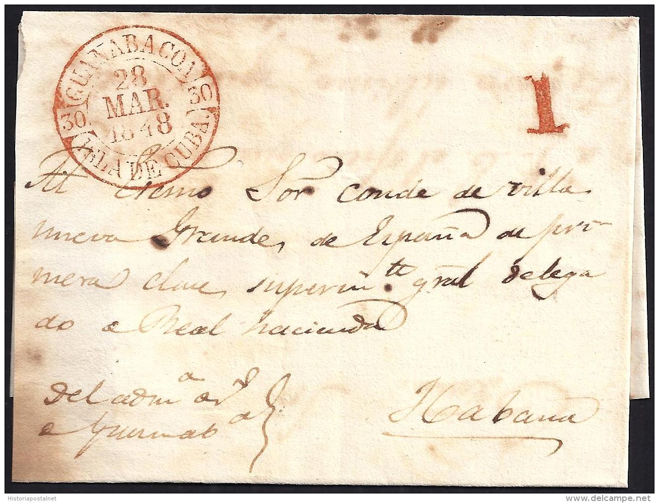 1848. ESPAÑA. SPAIN. GUANABACOA A LA HABANA. - Prephilately