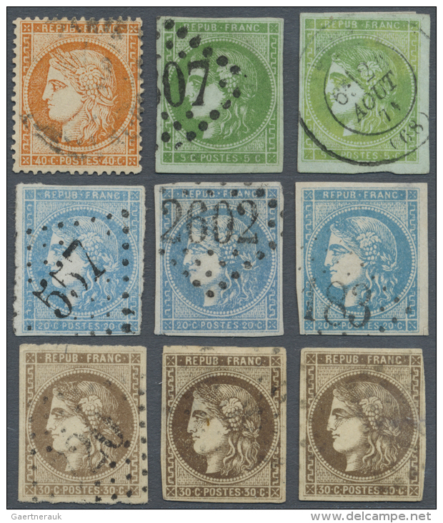 1870/1872, Ausgabe Ceres Gez&auml;hnt Und Geschnitten , Posten Von MiNr. 35R(retouschierte 4), 39(2x), 41II(3x),... - Autres & Non Classés