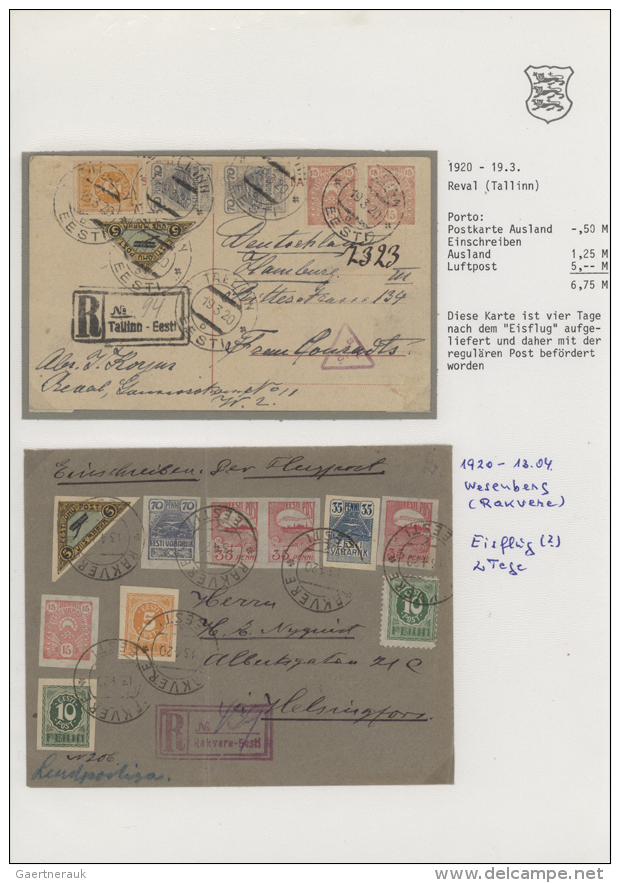 1919/1940, POSTAL HISTORY OF ESTONIA, Collection Of Apprx. 80 Covers/cards, Neatly Arranged On Written Up Pages,... - Estonie