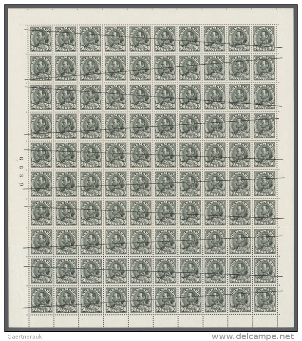 1934, Complete Proof Sheet (100 Stamps) For The Definitive Stamp 50 Ore King Christian X. Differing Color... - Autres & Non Classés