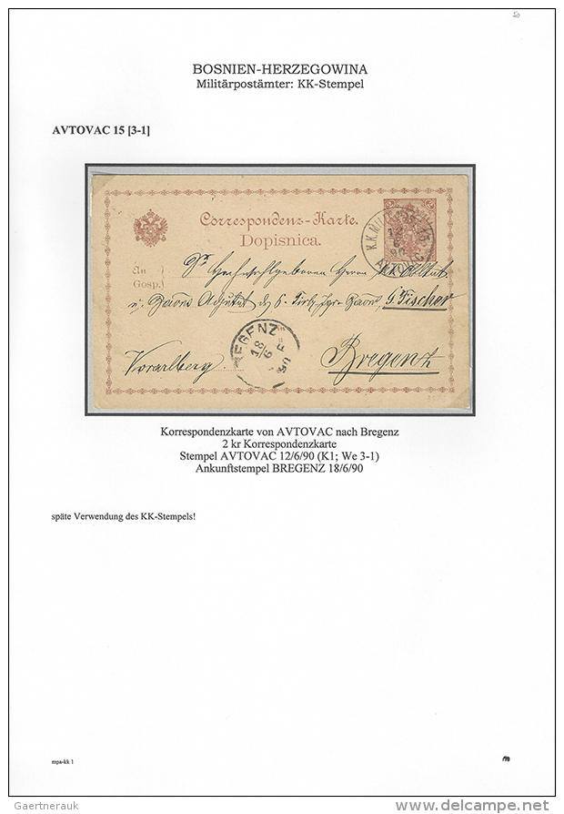 1882/1890 (ca): Umfangreiche Sammlung Der KK-Stempel Der Milit&auml;rpost&auml;mter: 104 Belege Von 54... - Bosnie-Herzegovine