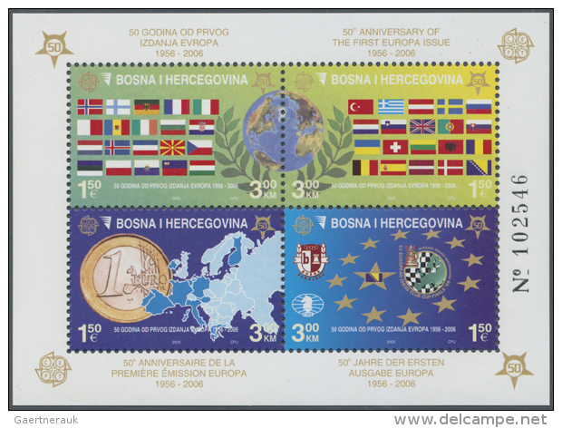 2005/2006, "EUROPA Issues - 50th Anniversary", Set Of 4 Values And Souvenir Sheet, Mint, MNH. Lot Of 1000 Sets,... - Bosnie-Herzegovine