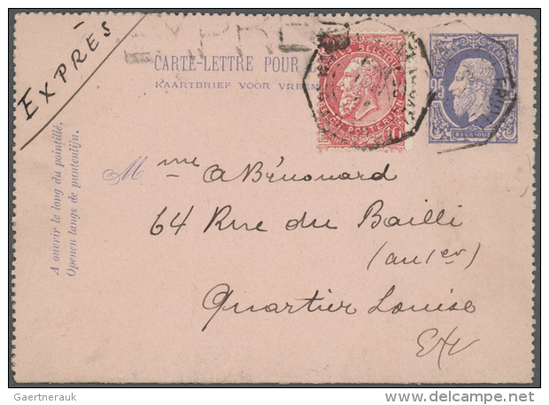 1883/1912, Letter Card 25c. Blue On Rose, Line Perforation, Specialised Collection Of 17 Used And Unused Pieces,... - Autres & Non Classés