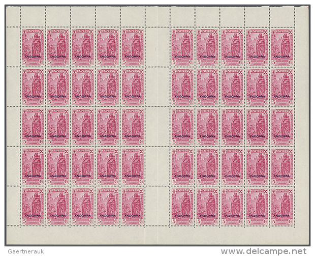 1943, Charity Issue "Historia Del Correo" With Overprint, 5c. To 2p., Lot Of 59 Complete U/m Sets Within Units.... - Collections