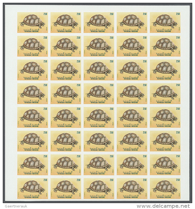 1989, Tunisia. Progressive Proofs Set Of Sheets For The 250m Value Of The Animal Issue. The Subject Is A TORTOISE.... - Autres & Non Classés