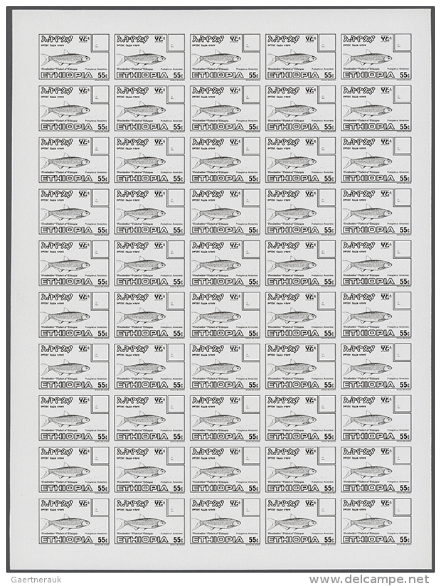 1985, Ethiopia. Progressive Proofs Set Of Sheets For The Complete Issue FRESHWATER FISHES. The Issue Consists Of 4... - Autres & Non Classés