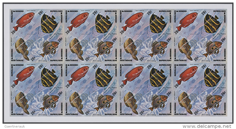 1974, Burundi. Progressive Proofs Set Of Sheets For The Airmail Stamps Of The FISHES Series. There Are 6 Different... - Autres & Non Classés