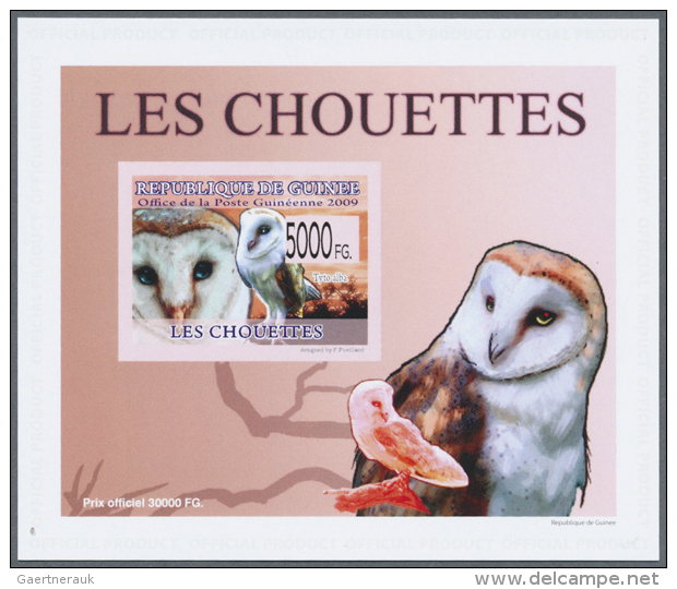 2007-2010: Group Of 50 Different Souvenir Sheets (Luxury Blocks), Imperf. On Glazed Cards, Depicting Owls And Eagle... - Autres & Non Classés