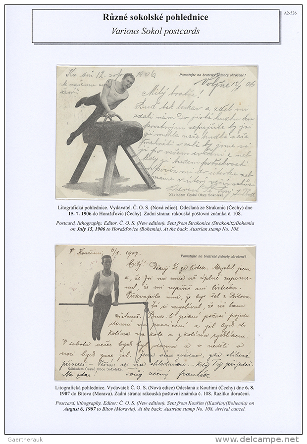 1897/1911, CSR. The Collection Offered Consists Of 1 Volume "GERMAN GYMNASTIC MOVEMENT ("TURNVEREIN") In Bohemia,... - Autres & Non Classés