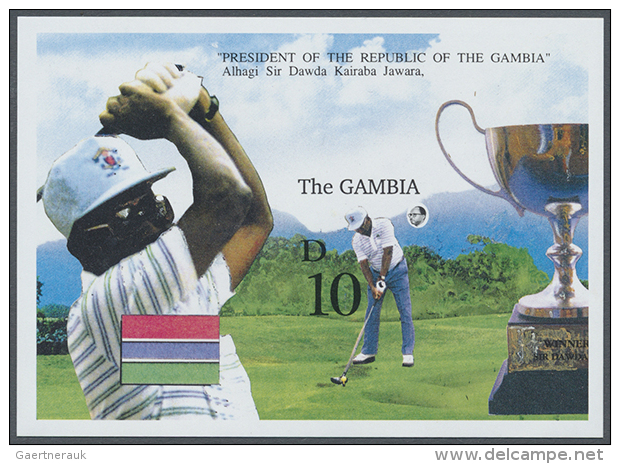 1992, Gambia, Open Golf Championships, Both Souvenir Sheets 10d. And 18d., Apprx. 370 IMPERFORATE Copies Each.... - Autres & Non Classés