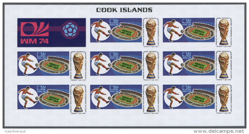 1974, Cook Islands. Progressive Proofs Set Of Sheets For The Issue WORLD CUP SOCCER CHAMPIONSHIP, MUNICH 1974. The... - Autres & Non Classés