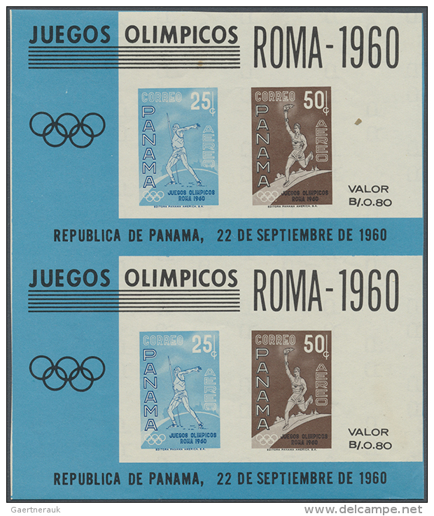 1960, Olympic Games, Group Of Attractive Varieties: Souvenir Sheet As Vertical Pair (toning On Reverse) And Six... - Autres & Non Classés