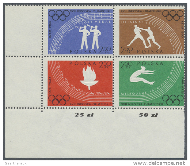 1960. POLAND. OLYMPIC GAMES ROME. Complete Sets Of 8 Values On 2 Different Complete Sheets Each Of Blocks Of 4... - Autres & Non Classés