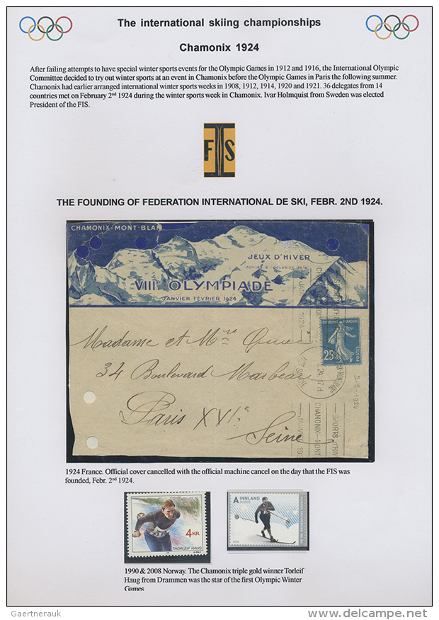 THE WORLD OF SKIING: Olympics 1924 Chamonix. The Founding Of FIS On February 2, Gold Medal Winning Collection... - Autres & Non Classés