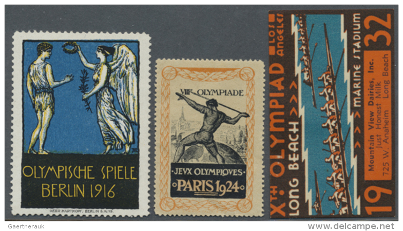 1916/1932, Small Lot With 3 Labels For Olympics 1916 (Berlin), 1924 (Paris) And 1932 (Los Angeles) And 2 Letters... - Autres & Non Classés