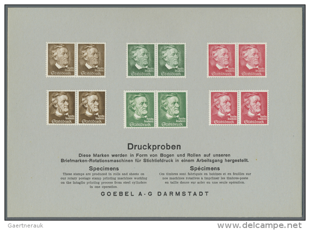 1935 (ca.), Stichtiefdruck-Druckproben F&uuml;r Stahldruck-Marken Mit Kopfbild "Richard Wagner" In Den Farben... - Musique
