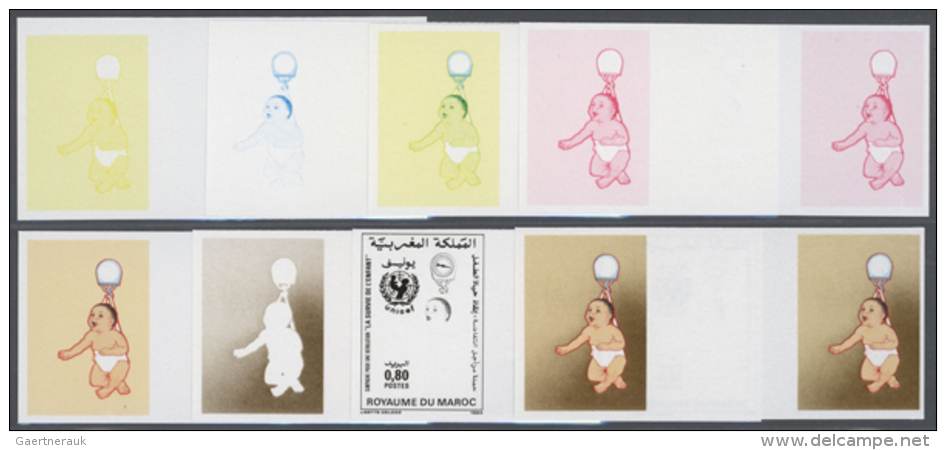 1982, Morocco. Lot Containing Progressive Proofs (8 Phases) For The Issue UN CHILD SURVIAL CAMPAIGN Showing "Growth... - Non Classés