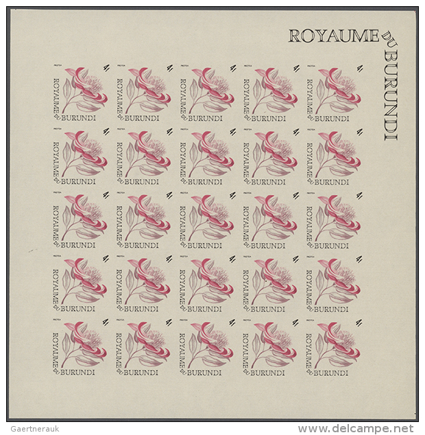 1966, Burundi. Progressive Proofs Set Of Sheets For The FLOWERS Issue (stamp Sizes 31x31mm). The Issue Consists Of... - Autres & Non Classés