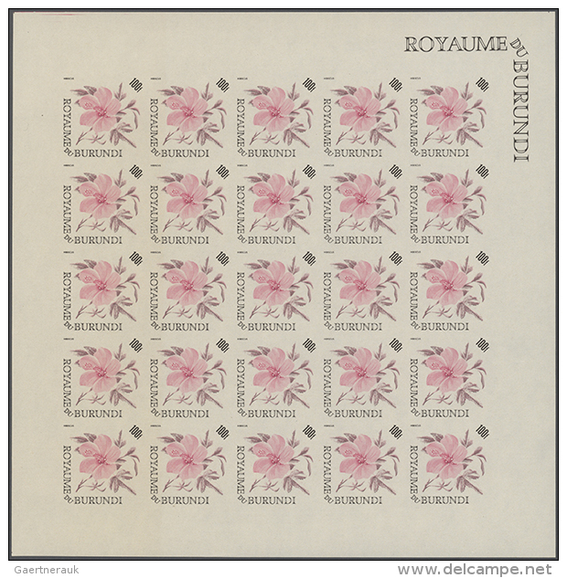 1966, Burundi. Progressive Proofs Set Of Sheets For The FLOWERS Issue (stamp Sizes 39x39mm). The Issue Consists Of... - Autres & Non Classés