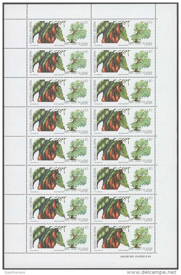 1993, Trees In Buenos Aires, Argentinia Thematic Issue, 128 Complete Sets Within Sheets, Unmounted Mint. Michel... - Autres & Non Classés