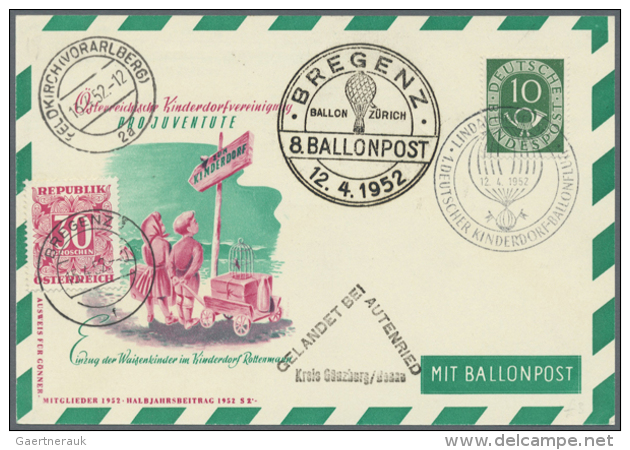 1909/1952, Europ&auml;ische Ballonpost, 16 Meist Detailiert Beschriebene Ballonbelege Bzw, Ansichtskarten, Dazu 3... - Autres (Air)