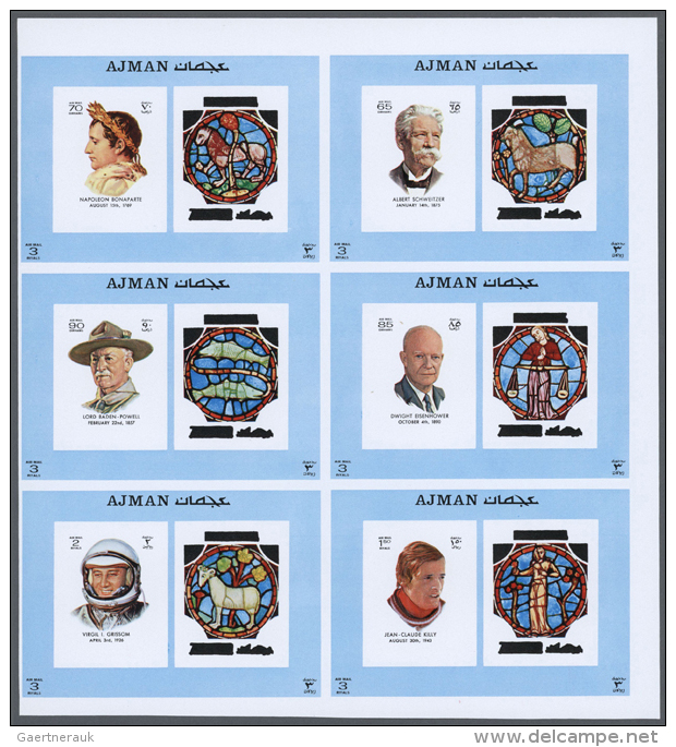 1971, Ajman. Progressive Proofs For The Souvenir Sheets Of The Issue RENOWNED PERSONALITIES AND THEIR ZODIAC SIGNS.... - Astrologie
